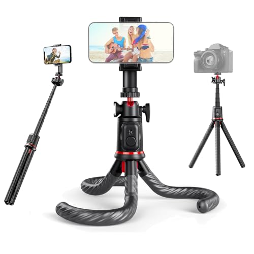 Treppiede Flessibile Octopus Per Smartphone – Gambe In Alluminio, Testa A Sfera 360°, Telecomando Wireless, Compatto E Portatile Per Video E Foto