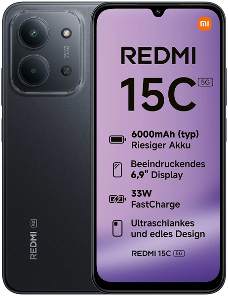 REDMI 15C 4/128 5G MID.BLK
