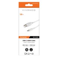 USB-C/USB-B CABLE 1.8M, WHT